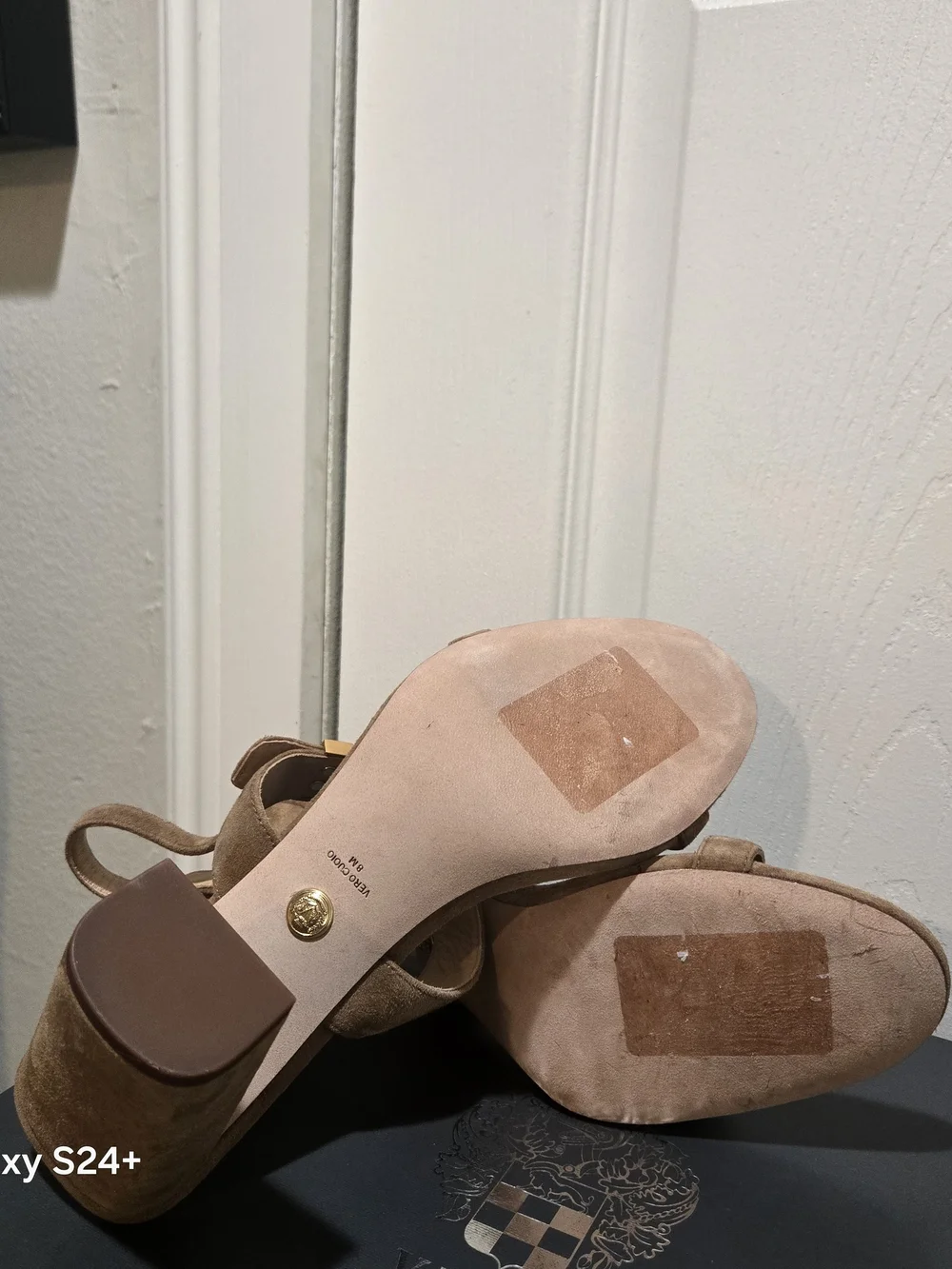 Veronica Beard Tan Suede Block Heel Slingback Sandal